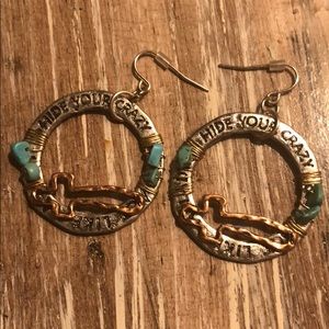Earrings “Hide Your Crazy” | Cross | turquoise